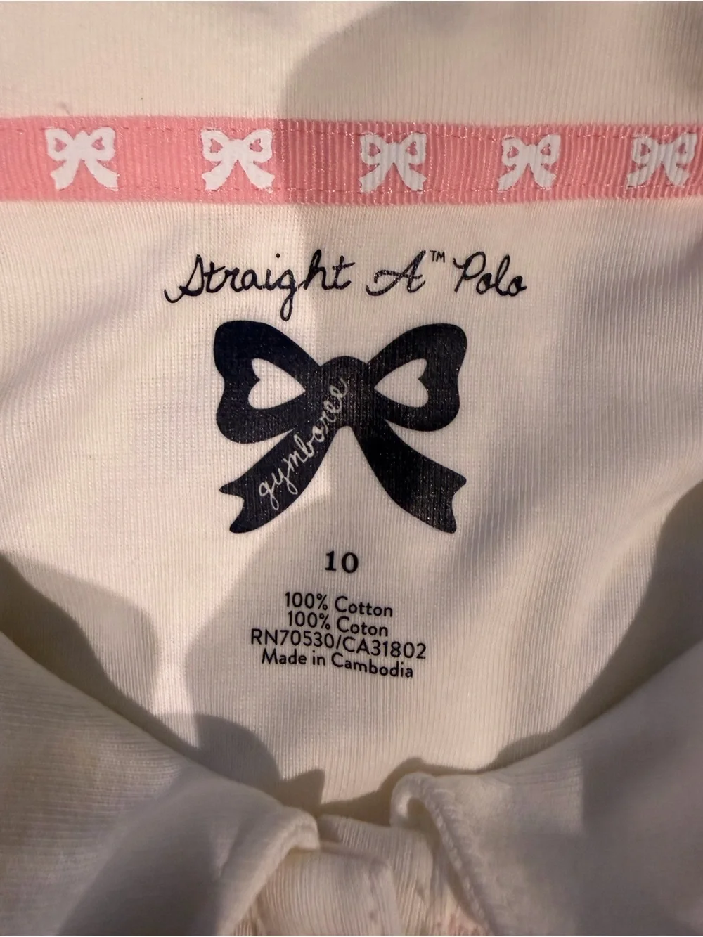 NWT Girls Size 10 Gymboree Cream Straight A Long Sleeve Polo